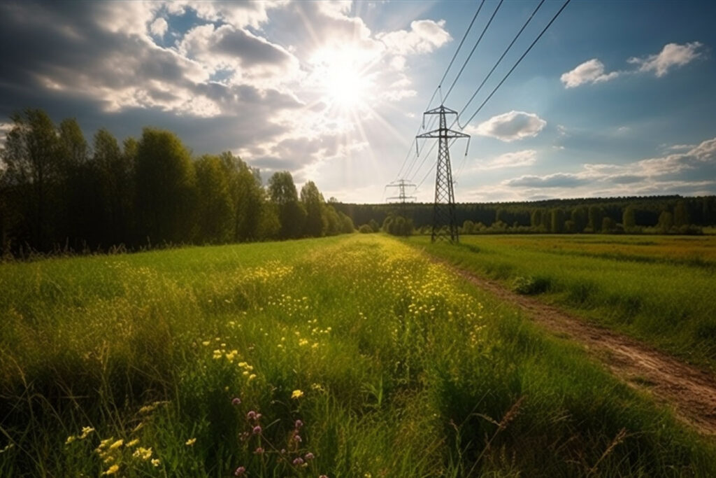 Stromleitung auf einem Feld