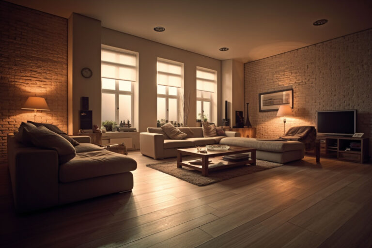 Wohnzimmer mit Beleuchtung