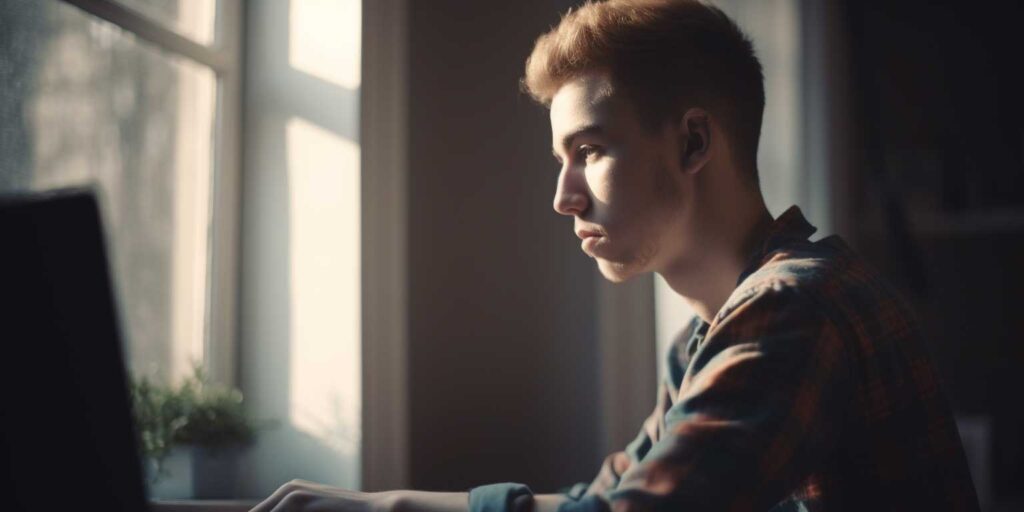 Mann sucht Stromanbieter online