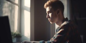 Mann sucht Stromanbieter online
