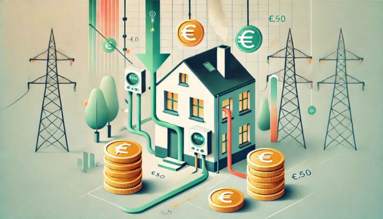 Euro-Münzen und Strommasten