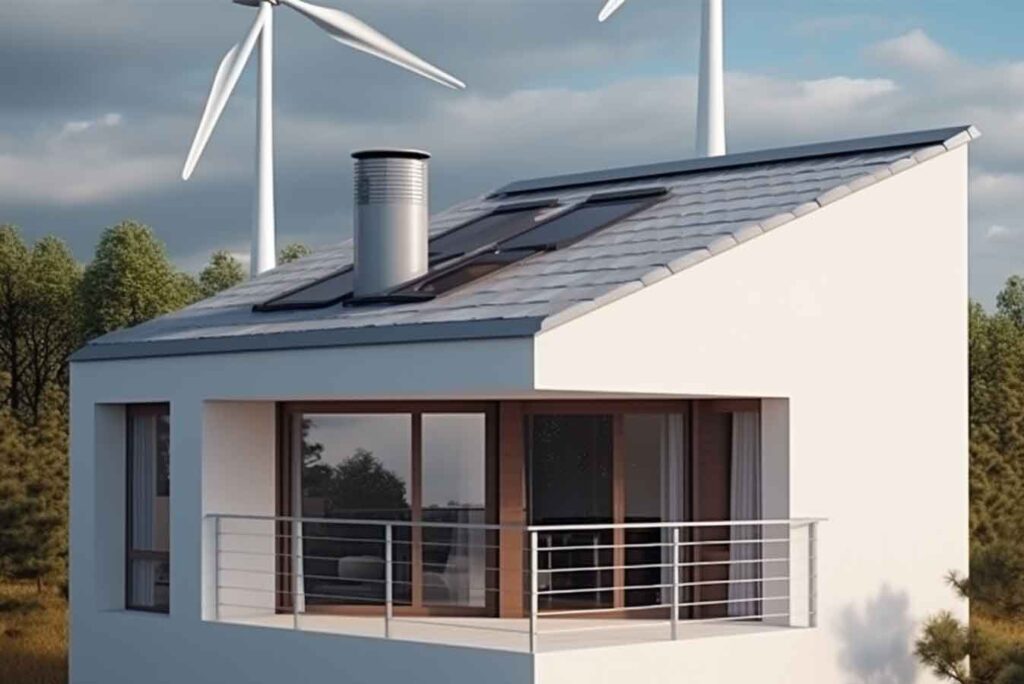 Kleinwindkraftanlage auf einem Haus