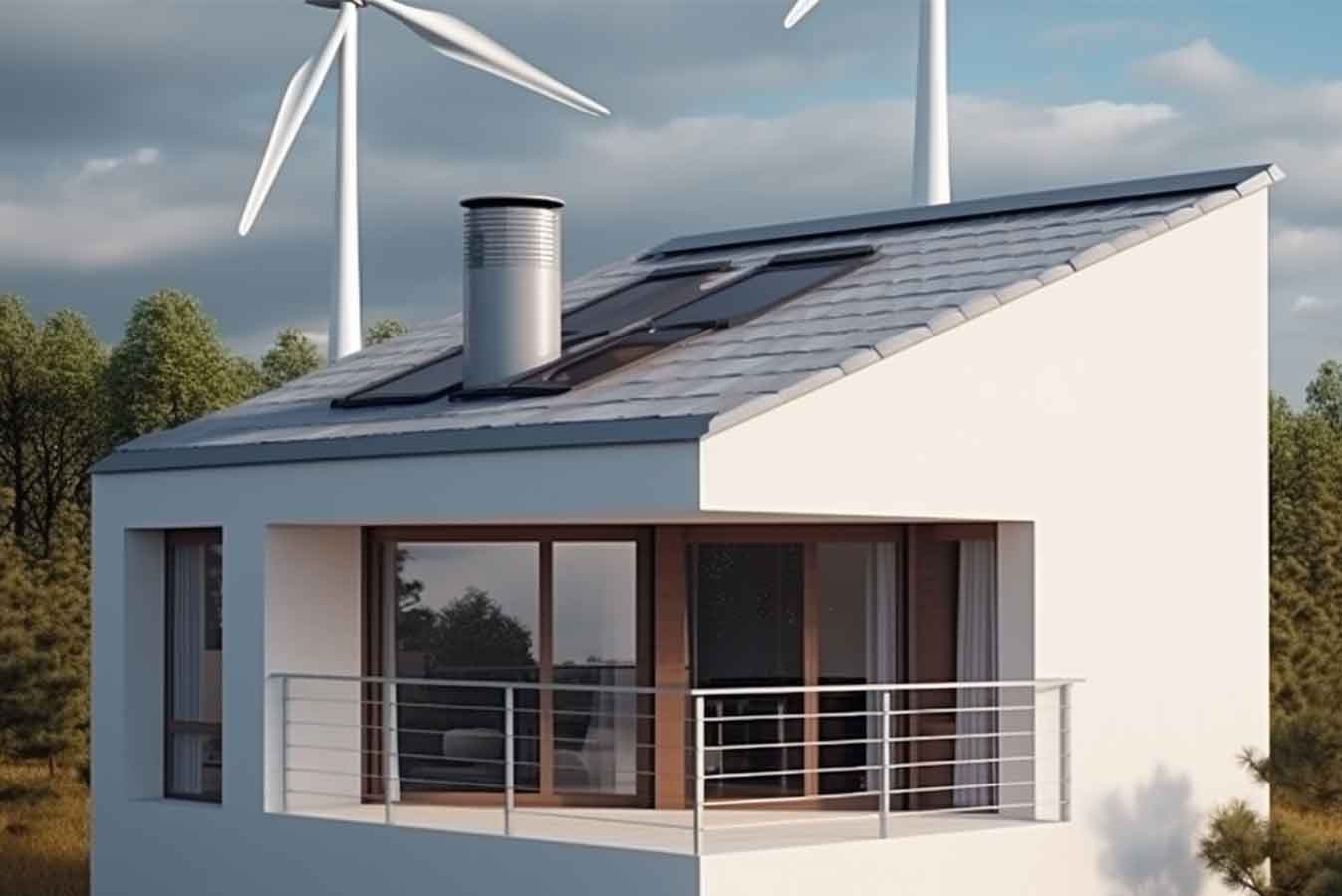 Kleinwindkraftanlage auf einem Haus
